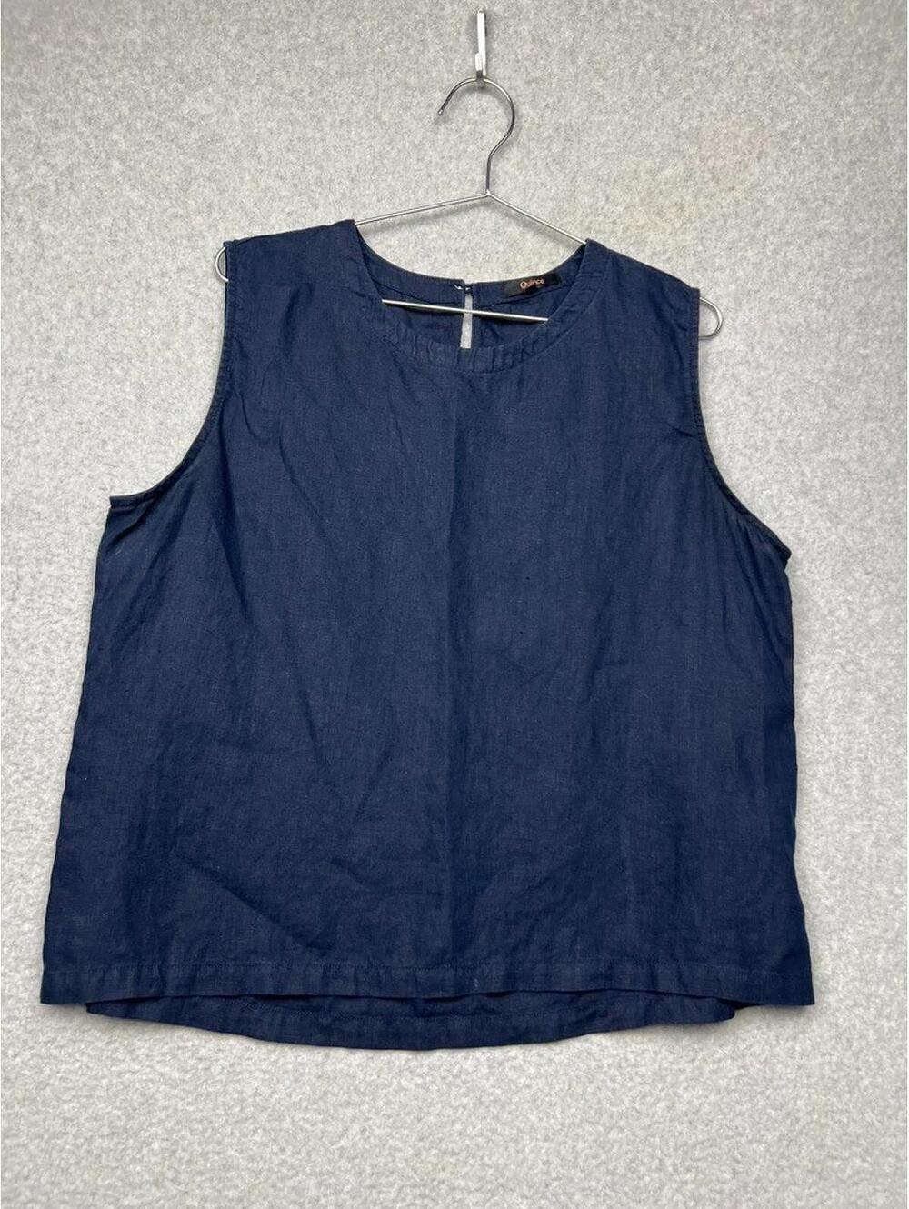 Quince European Flax 100% Linen Tank Top Womens Size L Blue Business Casual